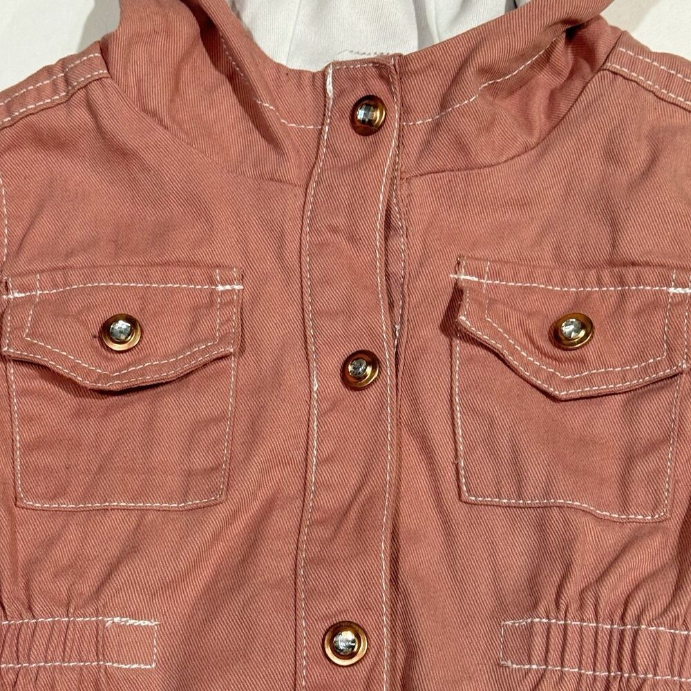 Tahari Pink Cotton Kids Girls Jacket Coat Hood Size 24 Months rhinestone buttons - Picture 14 of 16